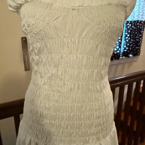 NWT Mare Mare x Anthropologie White Smocked   Midi Dress, Size M - Picture 7 of 11